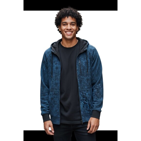 Lululemon Jacket Mens Large Blue  Best Coast Hoodie Trek Texture Depth Full Zip - Picture 1 of 10